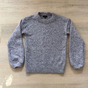 J. Crew Women's Purple Heather Gray Crewneck Sweater with Bubble Sleeves